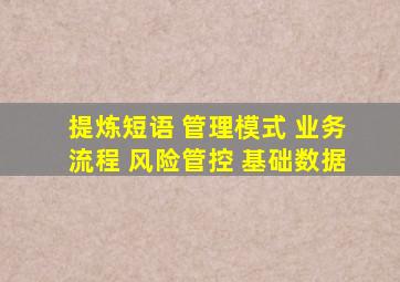 提炼短语 管理模式 业务流程 风险管控 基础数据